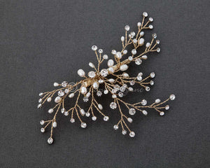 Gold Bridal Hair Spray Clip with Pearls