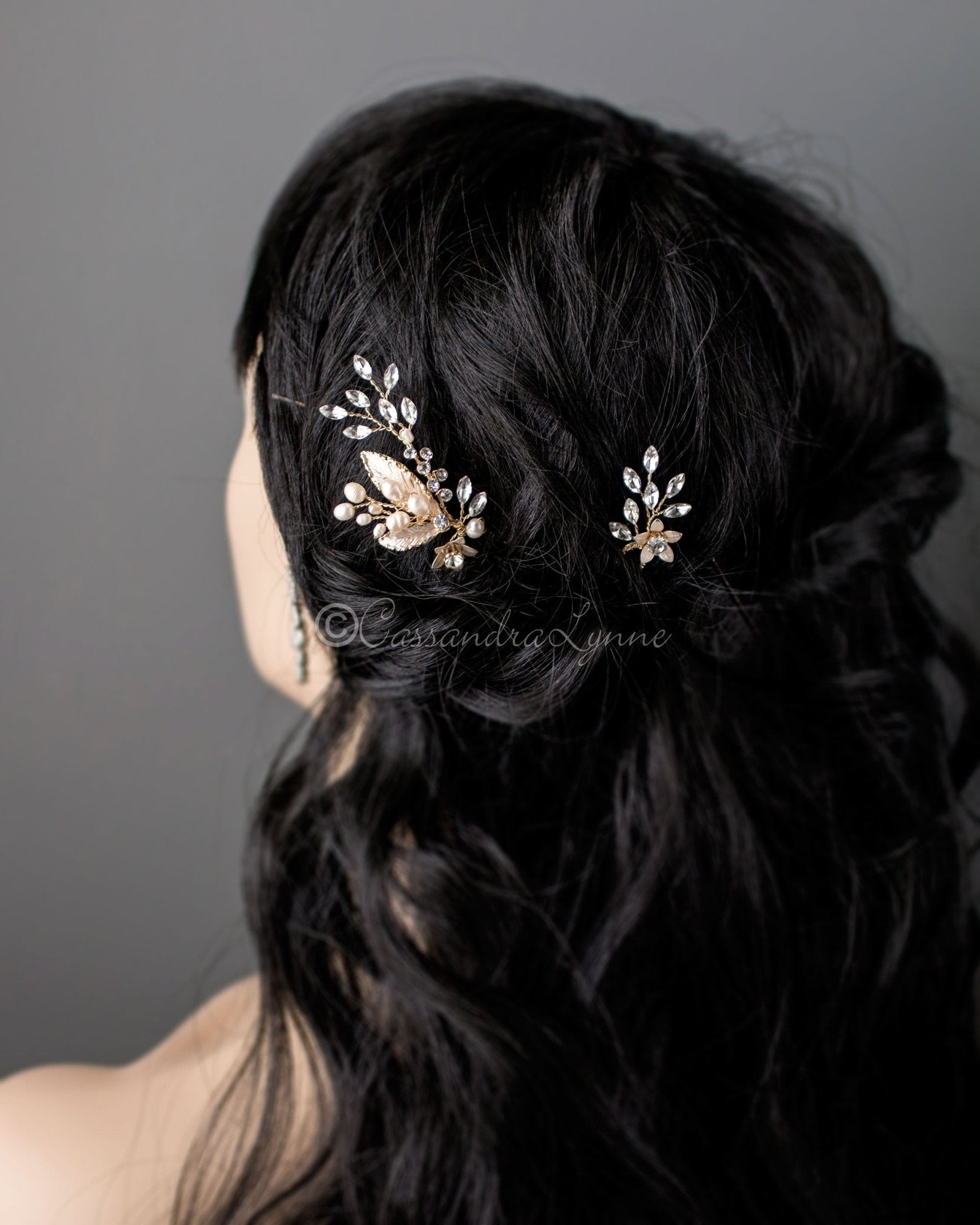Gold Bridal Hairpin Set with Pearls - Cassandra Lynne