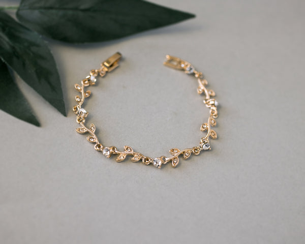 Rhinestone Vine Bracelet Rose Gold, wedding bracelet, rhinestone crystal  bracelet, crystal bracelet, Carla Vine Rose Gold Bracelet