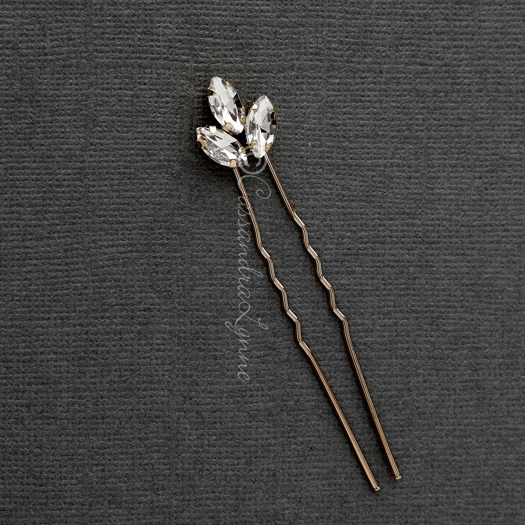 Gold Marquise Wedding Hair Pins Set - Hair Pins - Cassandra Lynne