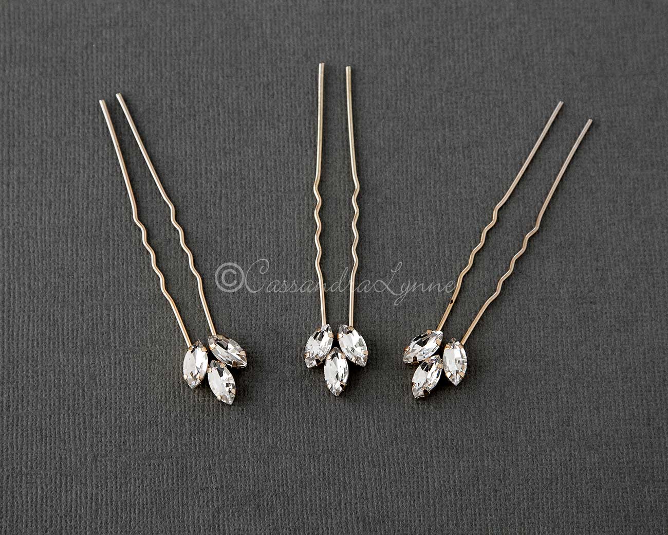 Gold Marquise Wedding Hair Pins Set - Hair Pins - Cassandra Lynne