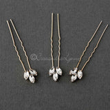 Gold Marquise Wedding Hair Pins Set - Hair Pins - Cassandra Lynne