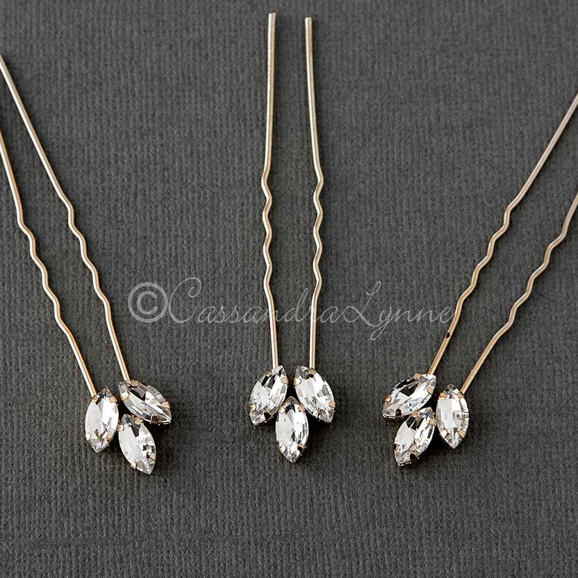 Gold Marquise Wedding Hair Pins Set - Hair Pins - Cassandra Lynne
