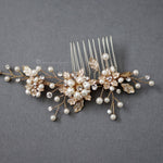 Gold Pearl Hair Comb for the Bride - Hair Comb - Cassandra Lynne