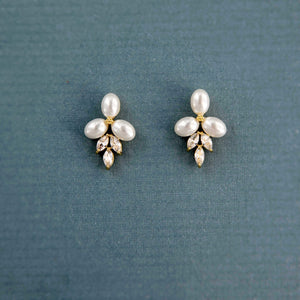 Gold Pearl Stud Earrings for the Bride