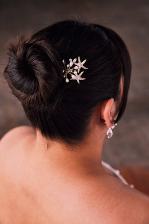 Starfish Hair Pin with Pearls in Light Gold