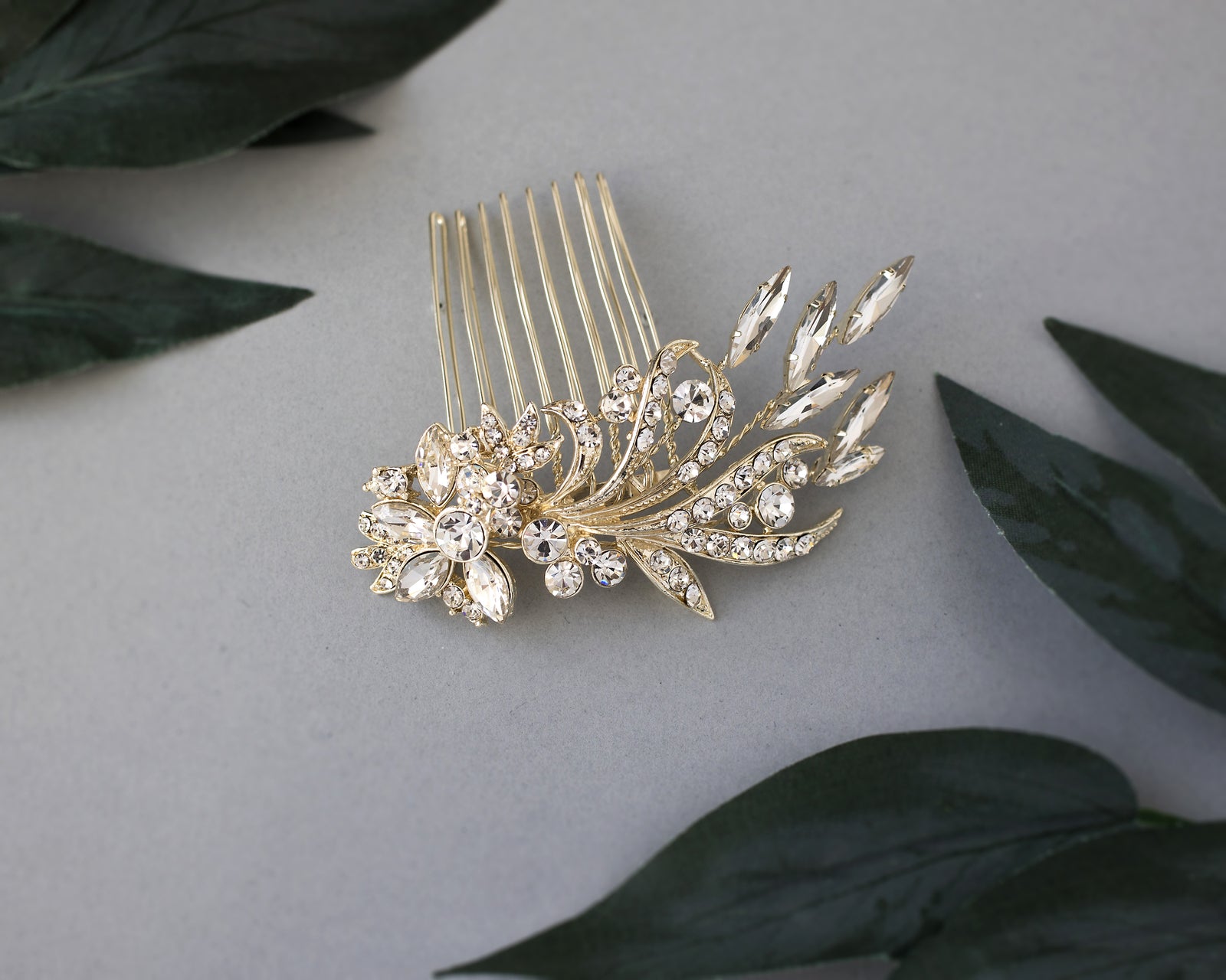 Bridal headpiece, hair accessory with flowers - Double flower and pearl  spray hair comb - Style #977 | Twigs & Honey ®, LLC