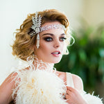 Great Gatsby Wedding Headpiece Headband with Rhinestones and Pearls - Headband - Cassandra Lynne