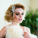 Great Gatsby Wedding Headpiece Headband with Rhinestones and Pearls - Headband - Cassandra Lynne