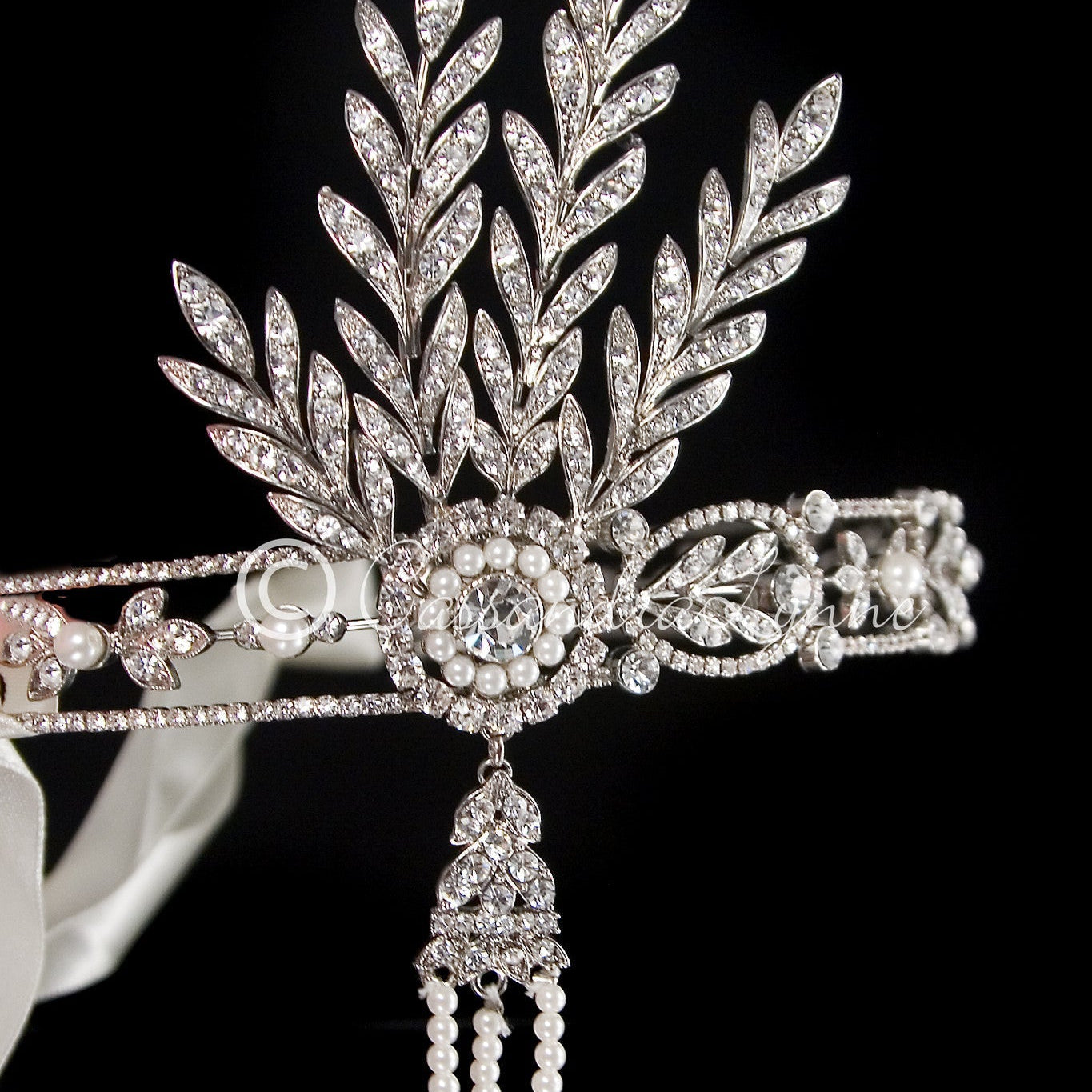 Great Gatsby Wedding Headpiece Headband with Rhinestones and Pearls - Headband - Cassandra Lynne
