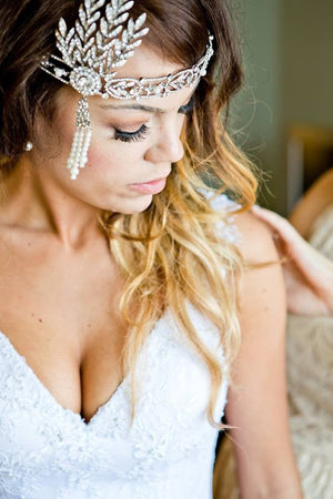 Great Gatsby Wedding Headpiece Headband with Rhinestones and Pearls