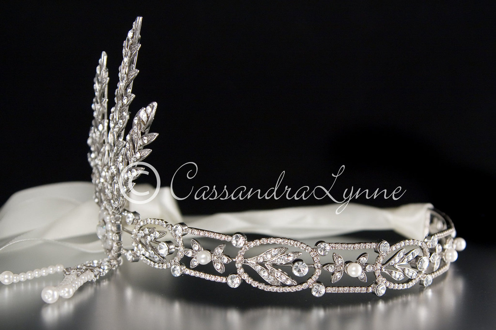 Great Gatsby Wedding Headpiece Headband with Rhinestones and Pearls - Cassandra Lynne