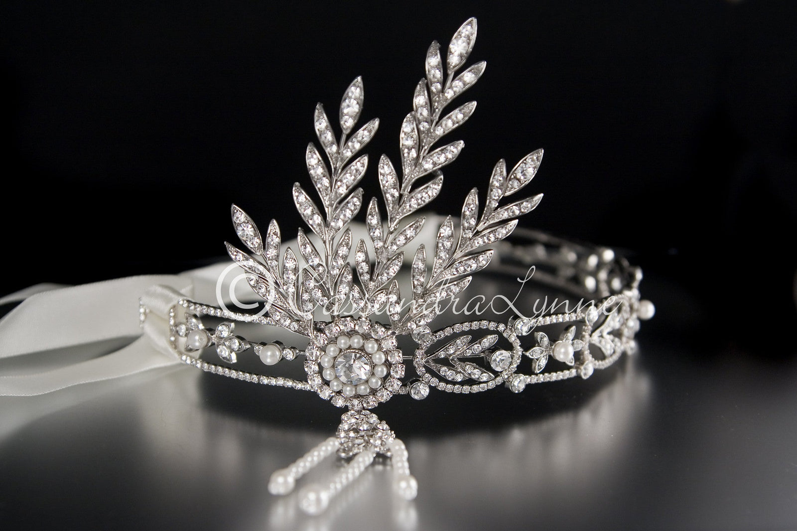 Great Gatsby Wedding Headpiece Headband with Rhinestones and Pearls - Cassandra Lynne