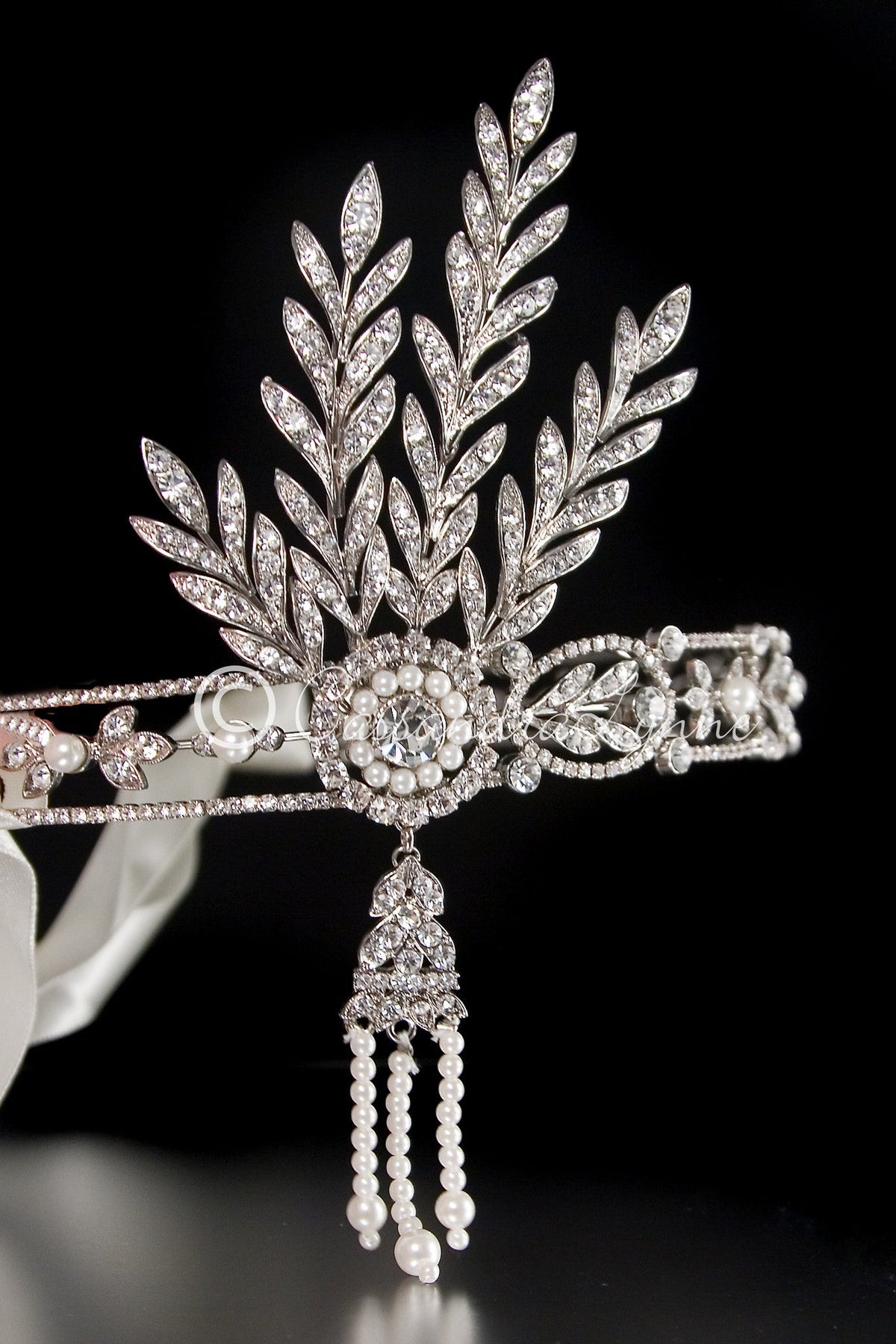 Great Gatsby Wedding Headpiece Headband with Rhinestones and Pearls - Cassandra Lynne