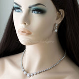 Halo Circles CZ Bridal Necklace and Earrings - Necklace Set - Cassandra Lynne