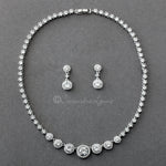 Halo Circles CZ Bridal Necklace and Earrings - Necklace Set - Cassandra Lynne
