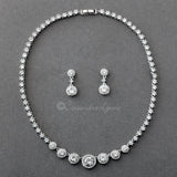 Halo Circles CZ Bridal Necklace and Earrings - Necklace Set - Cassandra Lynne