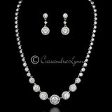Halo Circles CZ Bridal Necklace and Earrings - Necklace Set - Cassandra Lynne