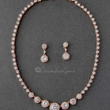Halo Circles CZ Bridal Necklace and Earrings - Necklace Set - Cassandra Lynne