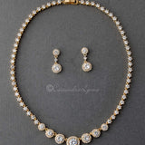 Halo Circles CZ Bridal Necklace and Earrings - Necklace Set - Cassandra Lynne