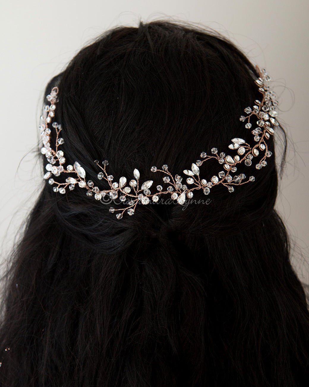 Hand Wired Rose Gold Crystal Wedding Headpiece