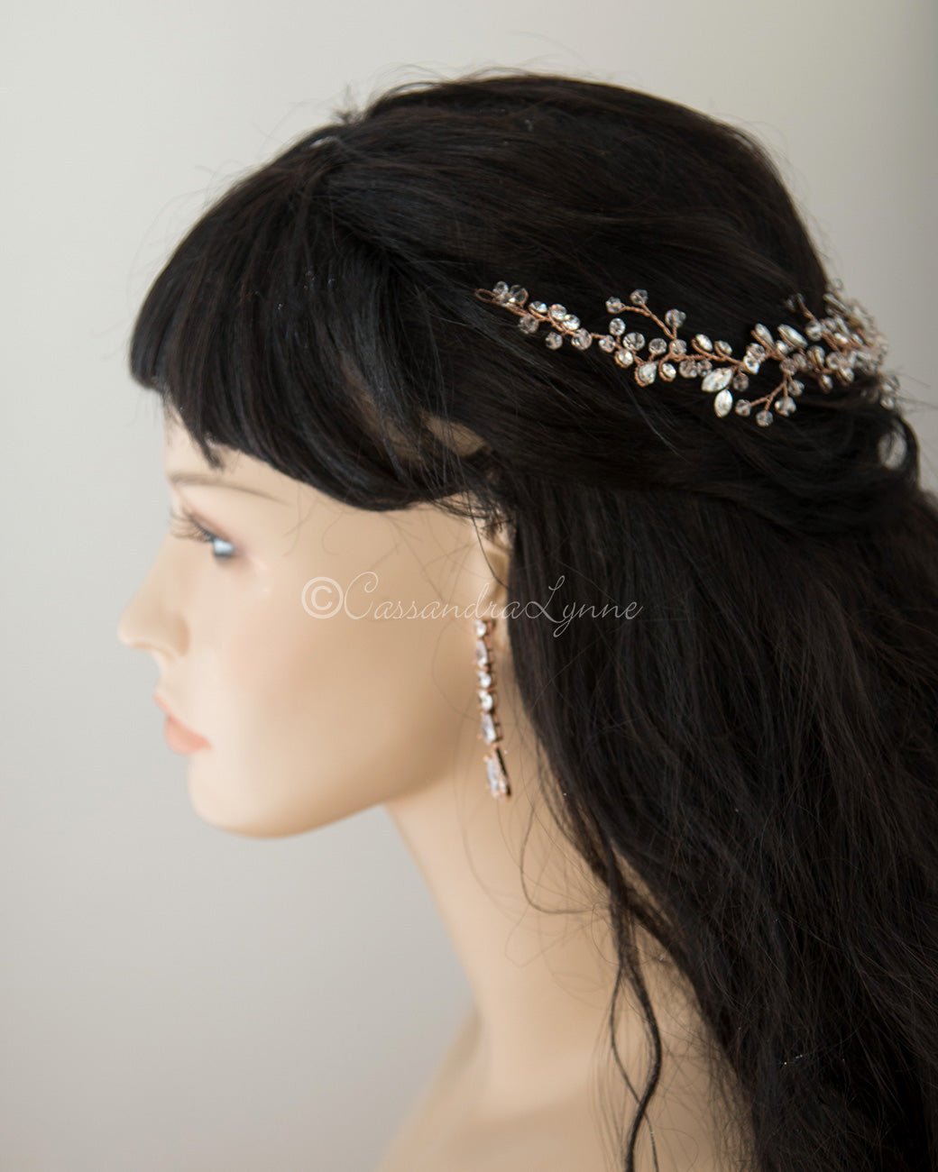 Hand Wired Rose Gold Crystal Wedding Headpiece