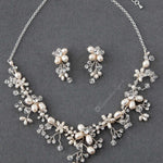 Handmade Pearl and Crystal Bridal Necklace Set - Necklace Set - Cassandra Lynne