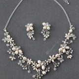 Handmade Pearl and Crystal Bridal Necklace Set - Necklace Set - Cassandra Lynne