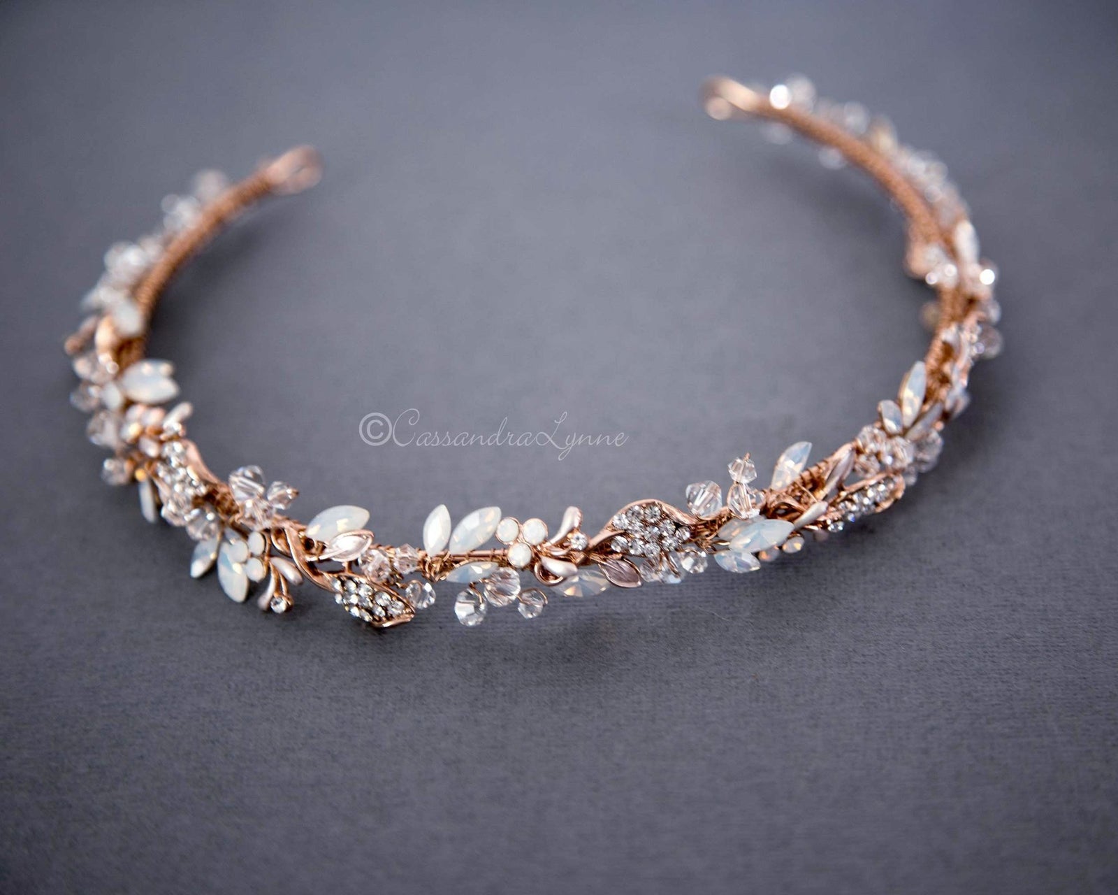 Headband in Rose Gold with Opal Crystals - Cassandra Lynne