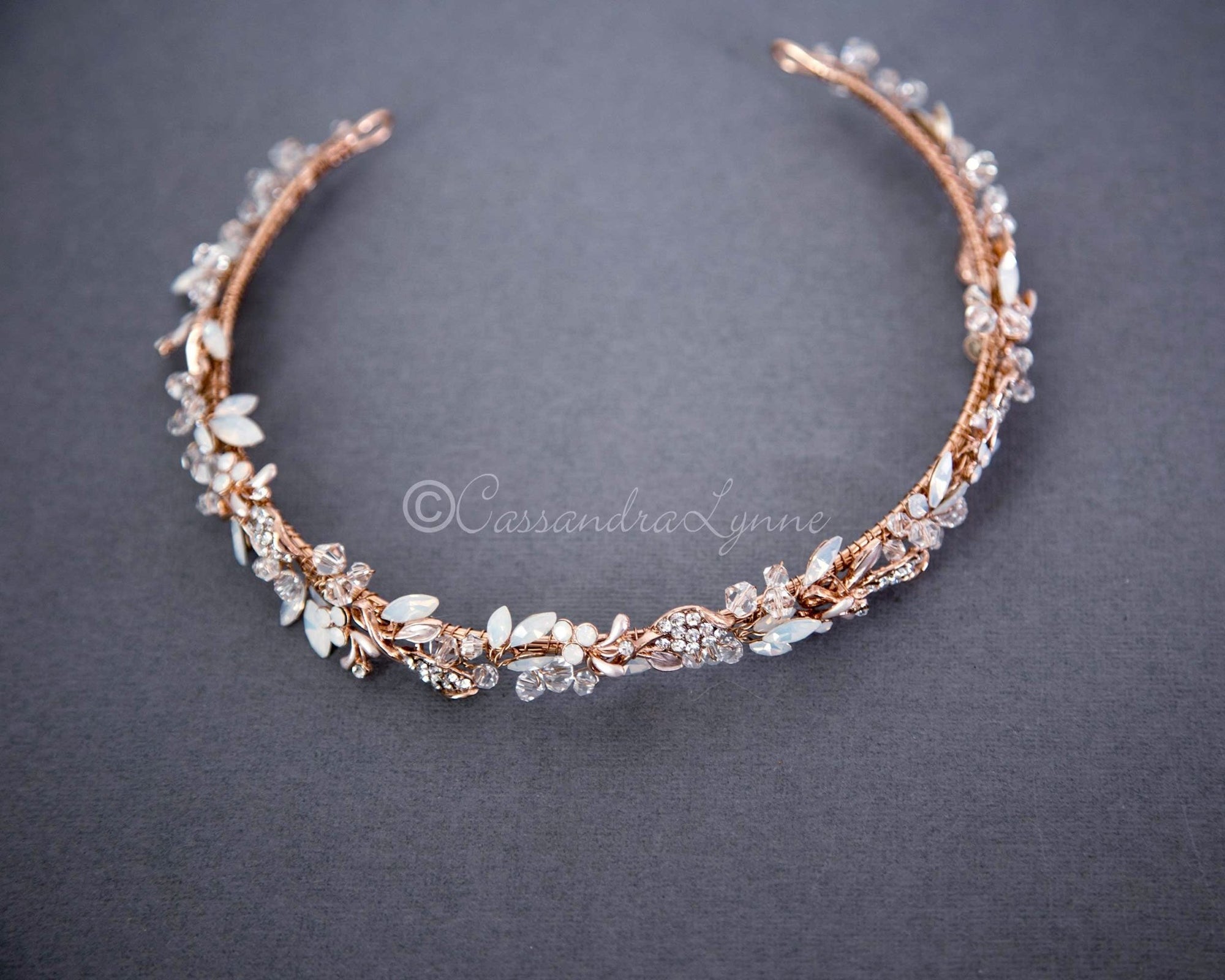 Headband in Rose Gold with Opal Crystals - Cassandra Lynne
