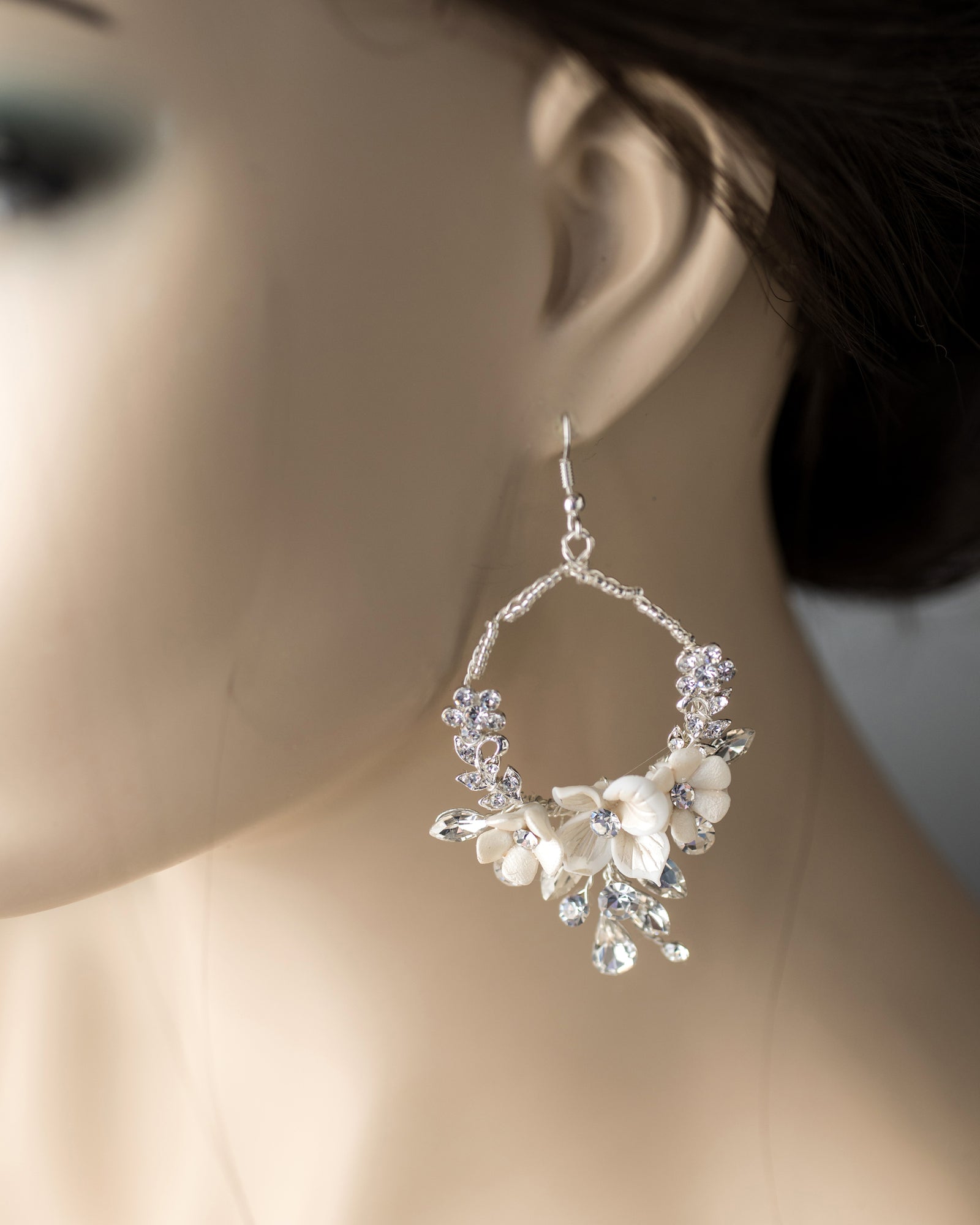 Porcelain Flower Hoop Earrings - Cassandra Lynne