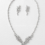Intricate CZ Leaf Bridal Necklace Set - Necklace Set - Cassandra Lynne