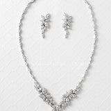 Intricate CZ Leaf Bridal Necklace Set - Necklace Set - Cassandra Lynne