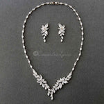 Intricate CZ Leaf Bridal Necklace Set - Necklace Set - Cassandra Lynne