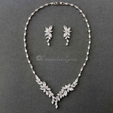Intricate CZ Leaf Bridal Necklace Set - Necklace Set - Cassandra Lynne