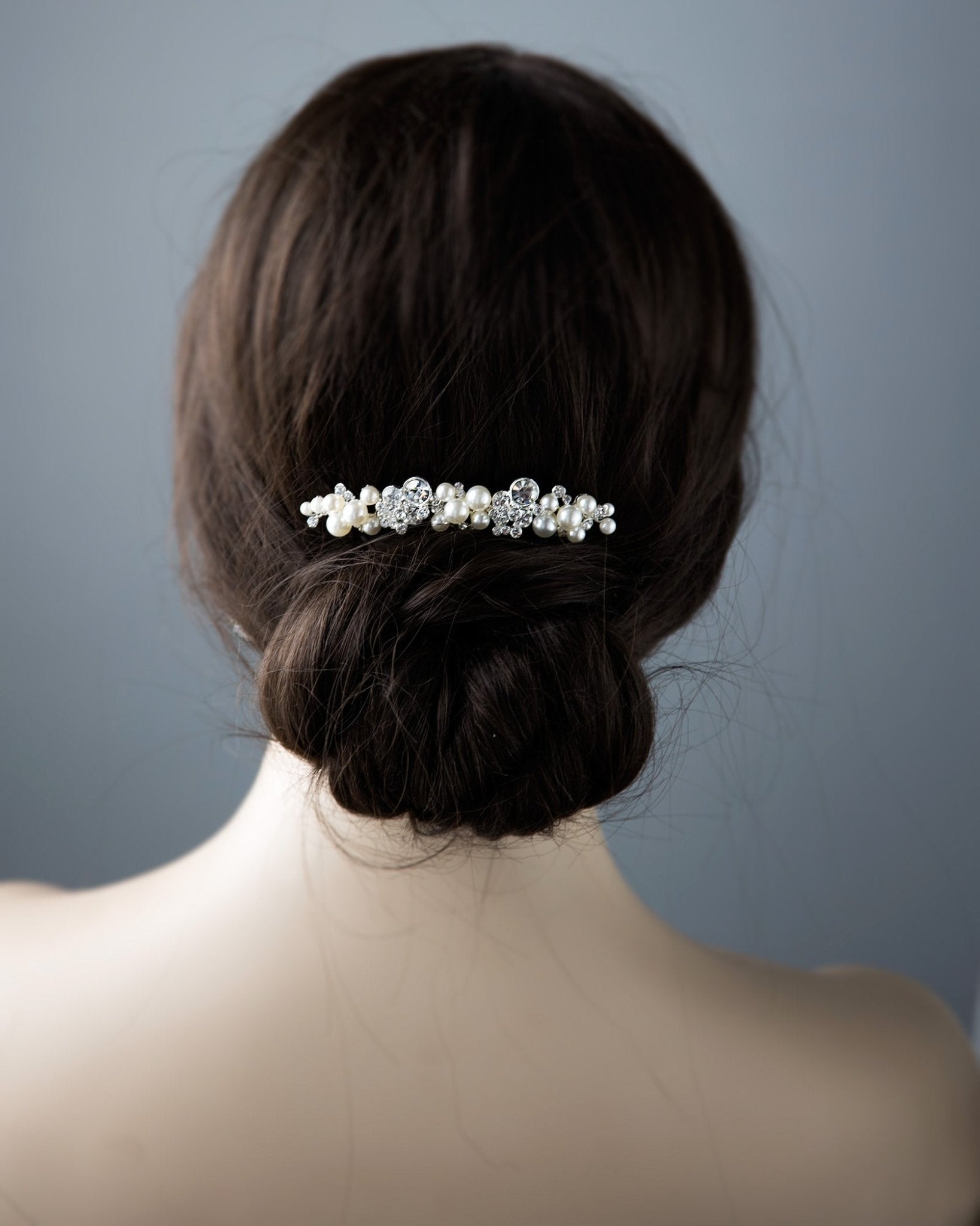 Iovry Pearl and Crystal Cluster Hair Comb - Hair Comb - Cassandra Lynne