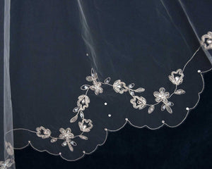 Ivory Circular Bridal Veil with Pear Jewels - Cassandra Lynne