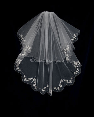 Ivory Circular Bridal Veil with Pear Jewels - Cassandra Lynne