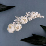 Ivory Flowers and Pearls Tiara Comb - Tiara Comb - Cassandra Lynne