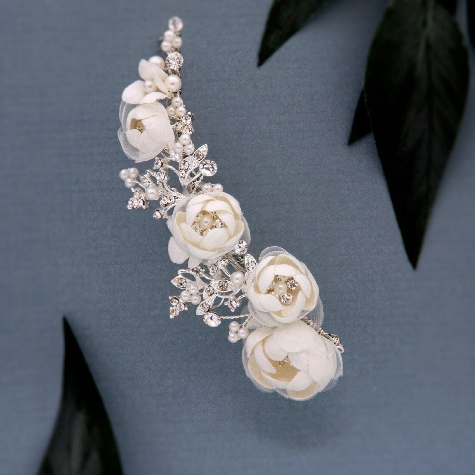 Ivory Flowers and Pearls Tiara Comb - Tiara Comb - Cassandra Lynne