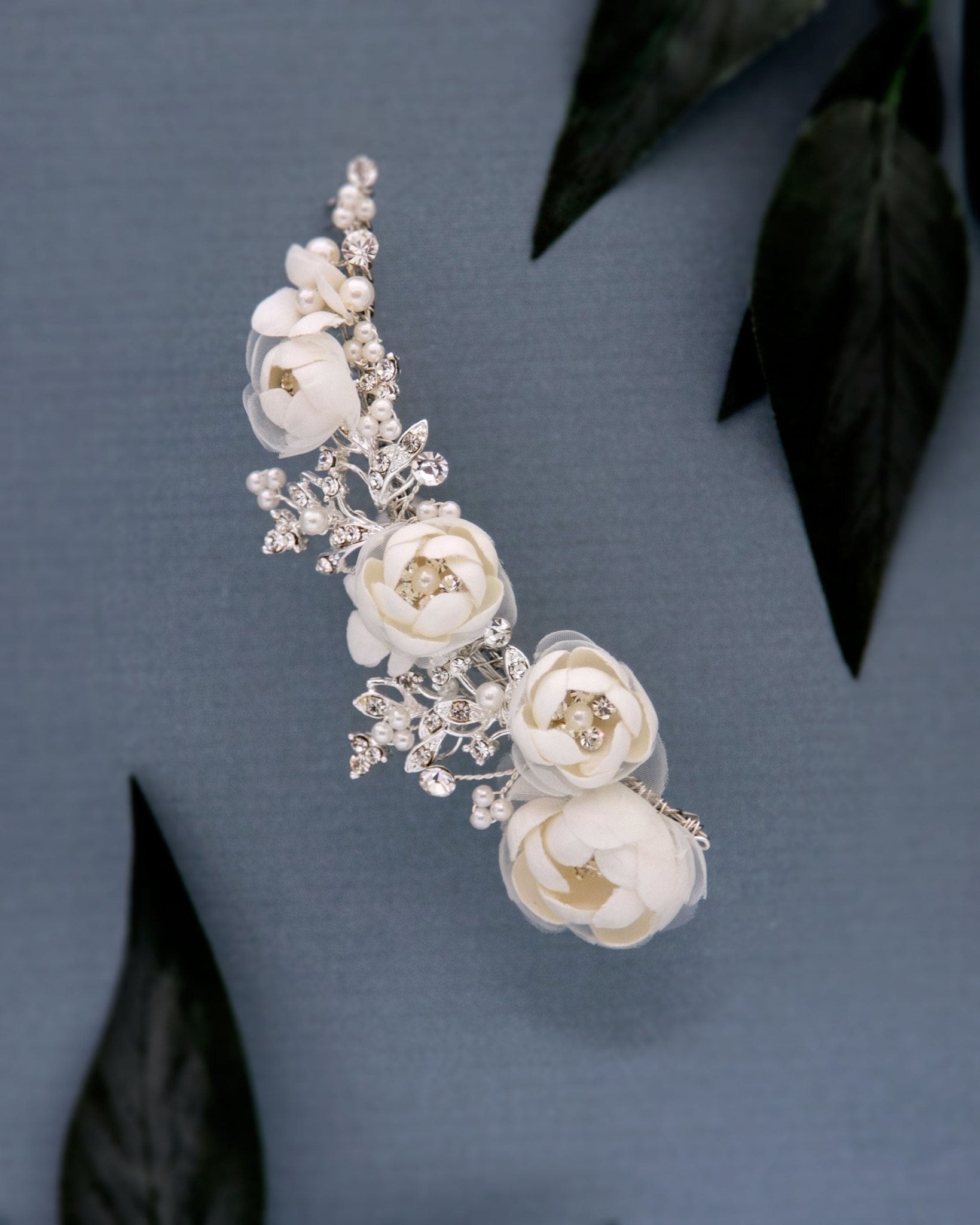 Ivory Flowers and Pearls Tiara Comb - Tiara Comb - Cassandra Lynne