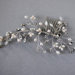 Ivory Freshwater Pearl and Crystal Simple Comb - Hair Comb - Cassandra Lynne