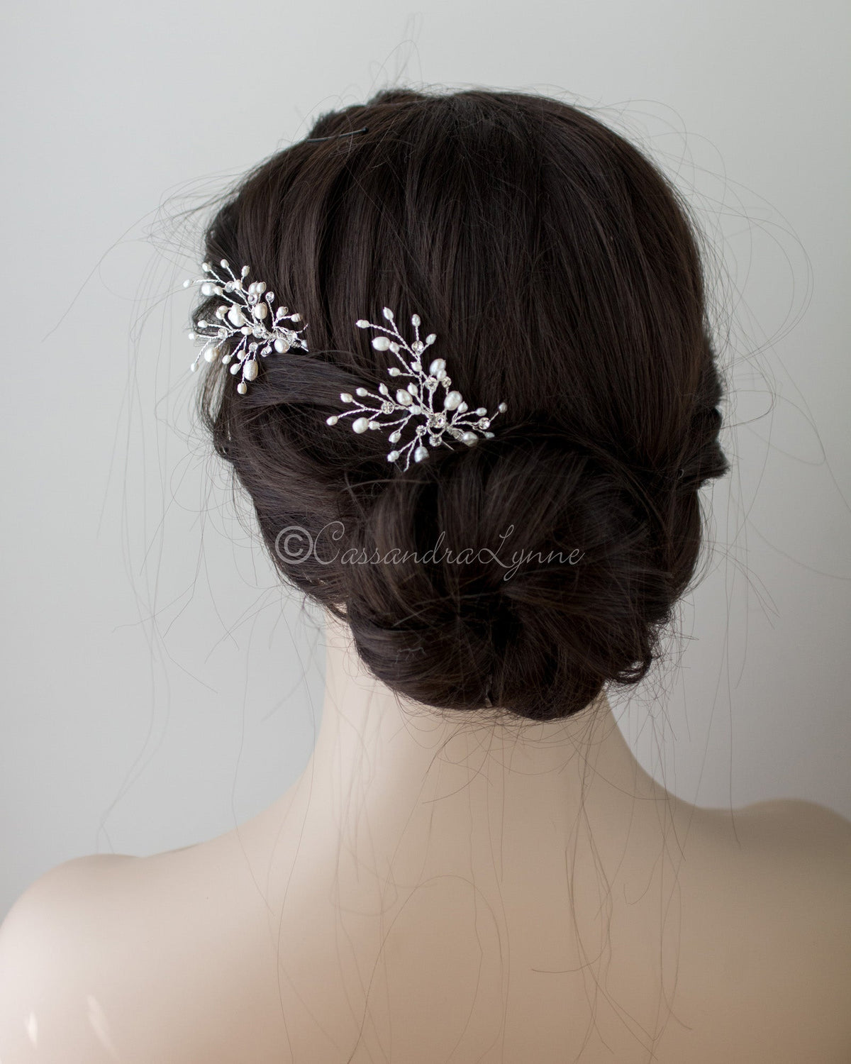 Ivory Pearl and Crystal Bridal Hair Pin - Cassandra Lynne
