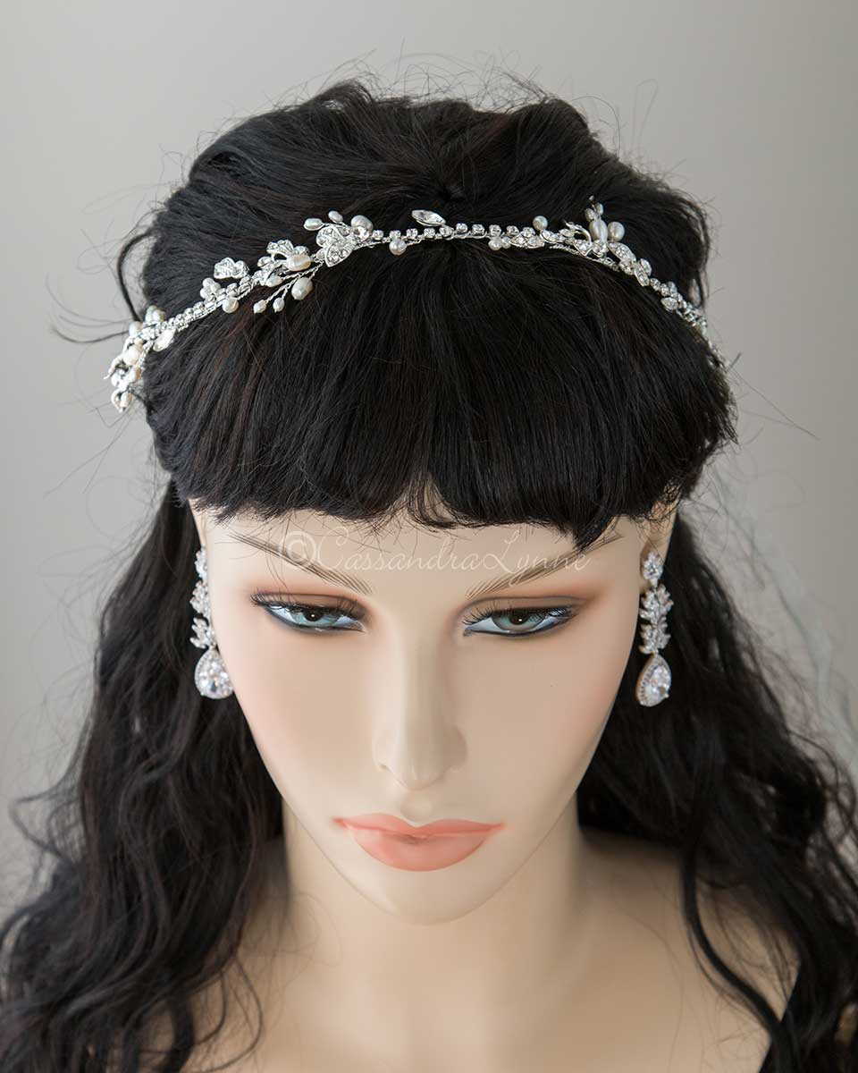 Ivory Pearl and Jewels Bridal Hair Vine - Cassandra Lynne