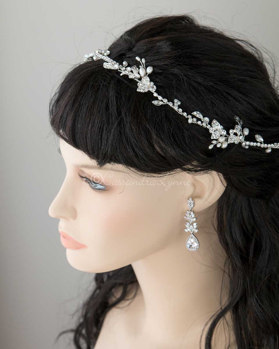 Ivory Pearl and Jewels Bridal Hair Vine - Cassandra Lynne