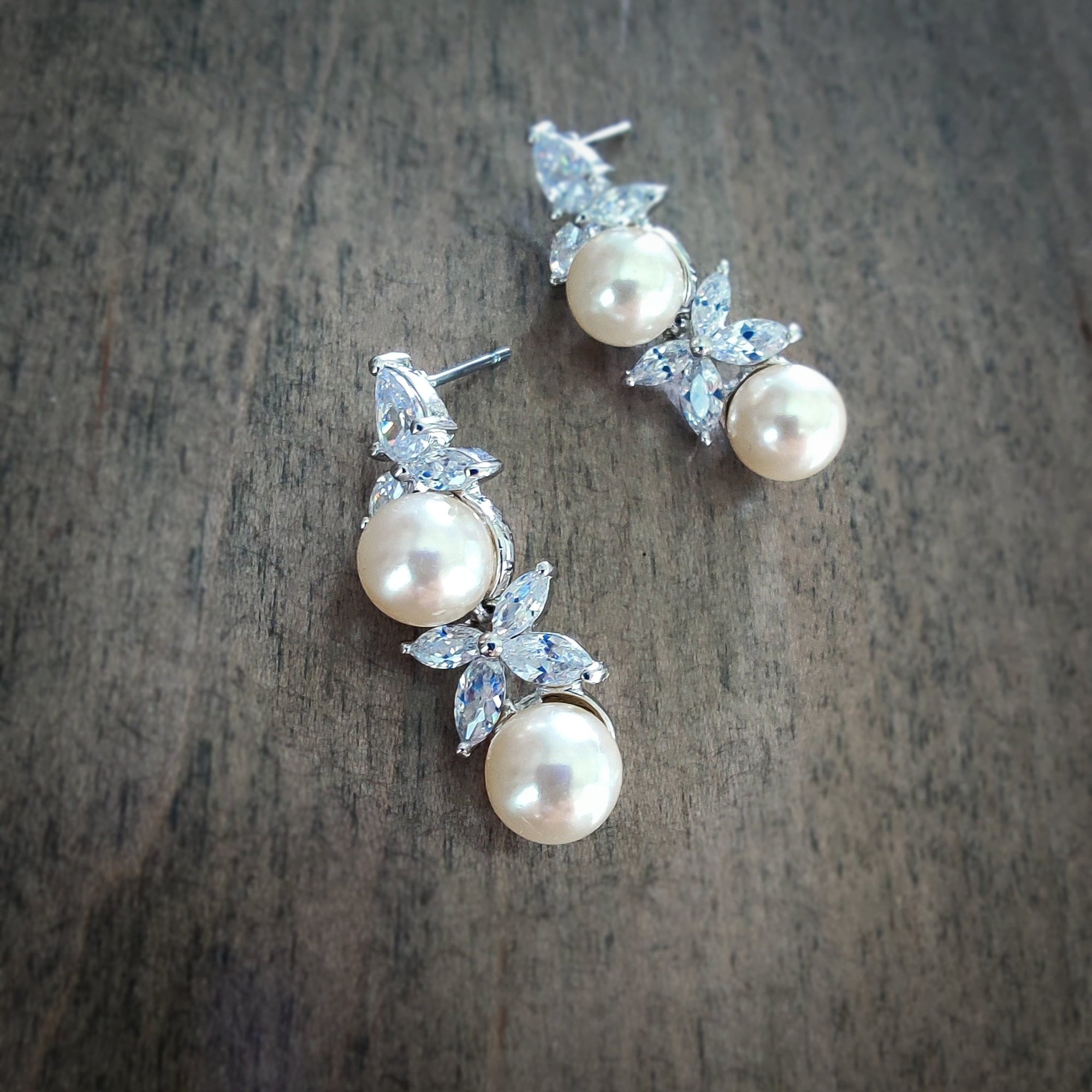 Ivory Pearl CZ Earrings - Cassandra Lynne