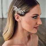Ivory Pearl Wedding Hair Comb with Marquise Rhinestone - Hair Comb - Cassandra Lynne