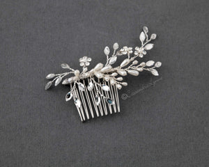 Ivory Pearl Wedding Hair Comb with Marquise Rhinestone - Cassandra Lynne