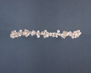 Ivory Pearl Wedding Headband with Oval Jewels - Cassandra Lynne