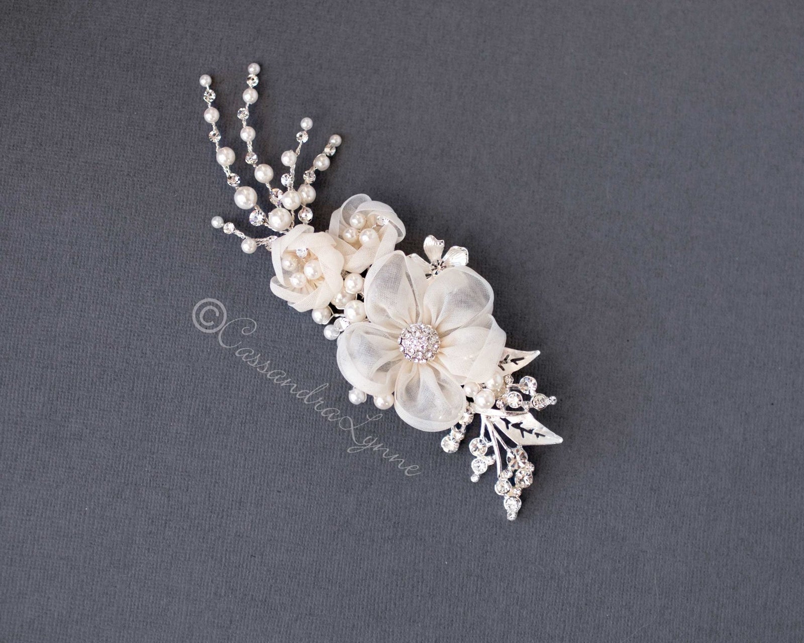 Ivory hair flower clearance clip